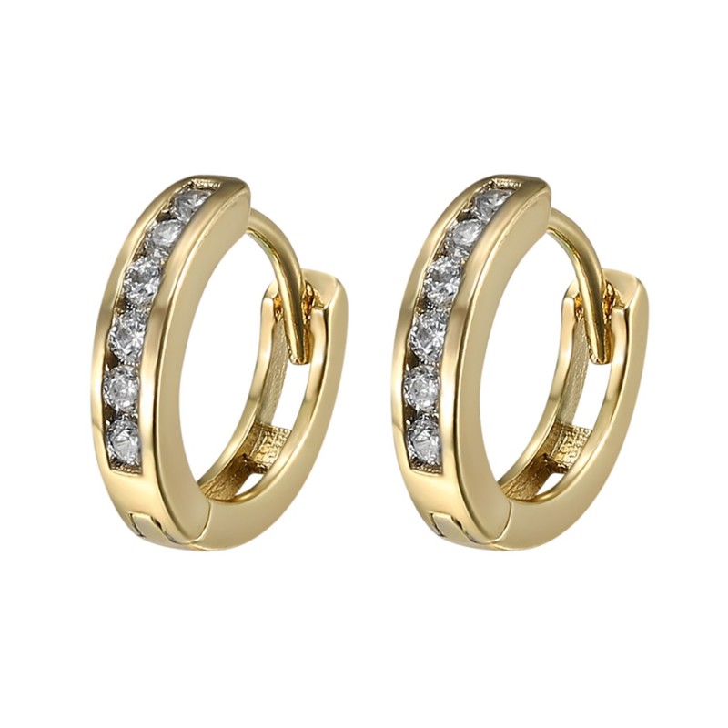 Ohrringe Kinder Mädchen Erwachsene Creolen Gold Diamanten 13mm IM#23120