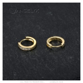 Bambino Ragazza Adulti Orecchini Oro Creolo Diamanti 13mm IM#23123