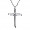 Pendentif croix Homme 3 Clous Acier Inoxydable Argent  IM#23126