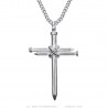 Men's Cross Pendant 3 Nails Stainless Steel Silver IM#23127