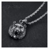 Colgante cabeza de oso Collar de acero inoxidable Cadena de plata IM#23140