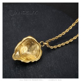 Löwenkopf-Anhänger Halskette Edelstahl Gold Kette IM#23147