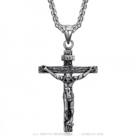 Kette Anhänger Christus Kreuz Edelstahl  IM#23151