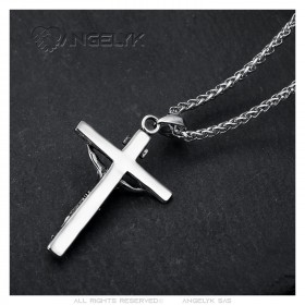 Pendentif Christ Jésus INRI Collier Chaîne Acier inoxydable  IM#23153