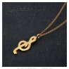 Pendant treble clef Necklace Stainless steel Gold IM#23183