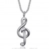 Pendant treble clef Necklace Stainless steel Silver IM#23193