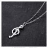 Pendentif clé de sol Collier Acier inoxydable Argent  IM#23194