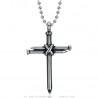 Pendentif croix Homme 3 Clous Acier Inoxydable Argent vieilli  IM#23199