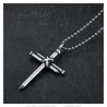 Pendentif croix Homme 3 Clous Acier Inoxydable Argent vieilli  IM#23200