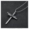 Pendentif croix Homme 3 Clous Acier Inoxydable Argent vieilli  IM#23201