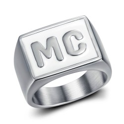MC Biker Ring Stainless Steel Subtle White18x14mm IM#23211