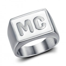 Bague MC Biker Acier inoxydable Blanc discret18x14mm   IM#23211