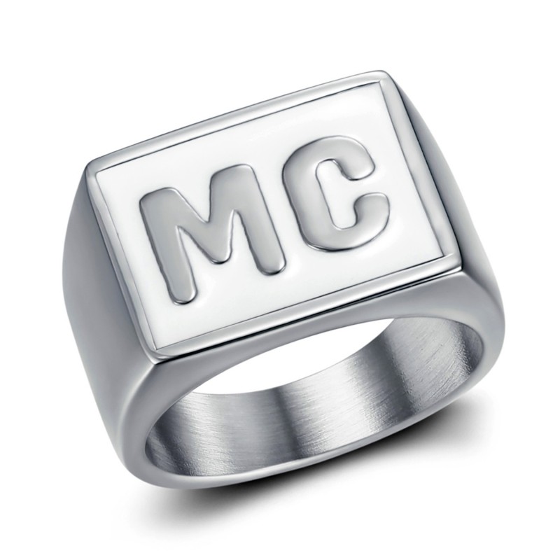 MC Biker Ring Acero inoxidable Blanco sutil18x14mm IM#23211