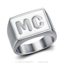 MC Biker Ring Acero inoxidable Blanco sutil18x14mm IM#23212