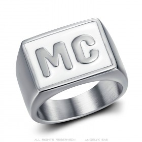 MC Biker Ring Edelstahl Weiß diskret18x14mm IM#23212