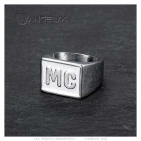 MC Biker Ring Stainless Steel Subtle White18x14mm IM#23213