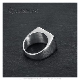 MC Biker Ring Edelstahl Weiß diskret18x14mm IM#23214