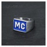 MC Biker Ring Acero inoxidable Azul sutil18x14mm IM#23220
