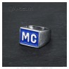 Bague MC Biker Acier inoxydable Bleu discret18x14mm   IM#23220