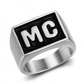 Bague MC Biker Acier inoxydable Noir discret18x14mm   IM#23225