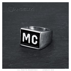 Bague MC Biker Acier inoxydable Noir discret18x14mm   IM#23227