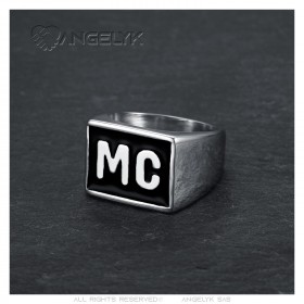 MC Biker Ring Stainless Steel Discrete Black18x14mm IM#23227