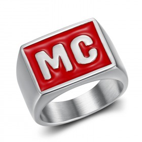 Ring MC Biker Edelstahl Rot diskret18x14mm IM#23232