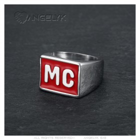MC Biker Ring Acero inoxidable Rojo sutil18x14mm IM#23234