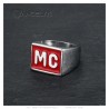 Bague MC Biker Acier inoxydable Rouge discret18x14mm   IM#23234