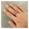 MC Biker Ring Acero inoxidable Rojo sutil18x14mm IM#23236