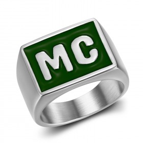 MC Biker Ring Acero inoxidable Discreto Verde18x14mm IM#23239