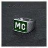 Bague MC Biker Acier inoxydable Vert discret18x14mm   IM#23241