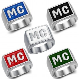 MC Biker Ring Acero inoxidable azul 18x14mm Metal:Acero inoxidable 316 IM#23247