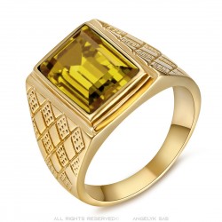 Anello in oro e zaffiro con pietra gialla IM#23253