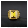 Ring aus gelbem Stein mit Gold und Saphir IM#23254