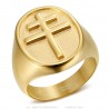 Ring Lothringer Kreuz Mann Ritter Edelstahl und Gold IM#23274