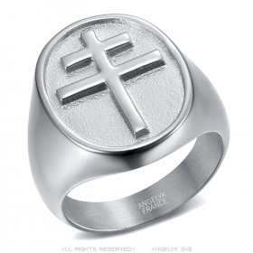 Ring Lothringer Kreuz Mann Ritterin Edelstahl IM#23281