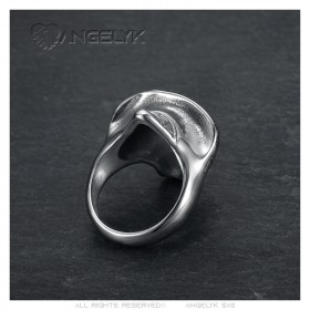 Mexikanischer Ring Sombrero Biker Skull Edelstahl Silber IM#23290