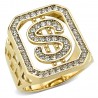 Ring Ritter Zeichen Dollar $ Gold Strass Bling IM#23308