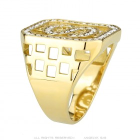 Dollar Sign Gold Strass Bling Ring IM#23311