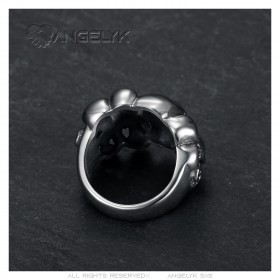 Anello biker da uomo Cranio Multi Cranio in acciaio inossidabile Argento IM#23318