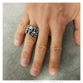 Men's Biker Ring Skull Multi Skull Stainless Steel Silver IM#23319