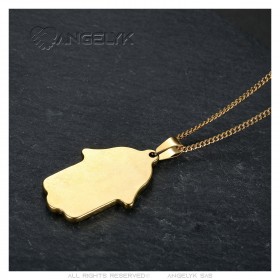 Collier main de fatma Acier inoxydable Or avec Chaîne 55cm  IM#23332