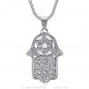 Collier main de fatma Etoile de David Acier inoxydable Argent Chaîne  IM#23336