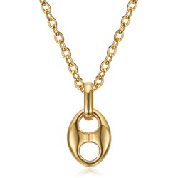 Pendentif grain de café 9mm Acier inoxydable Or Chaîne  IM#23341