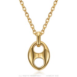 Pendentif grain de café 11mm Acier inoxydable Or Chaîne  IM#23348