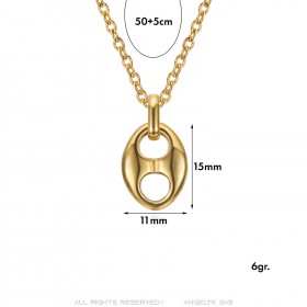 Collier main de fatma Acier inoxydable Or avec Chaîne 55cm  IM#23349
