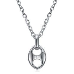 Pendentif grain de café 9mm Acier inoxydable Argent Chaîne  IM#23353
