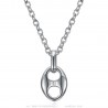 Pendentif grain de café 9mm Acier inoxydable Argent Chaîne  IM#23354