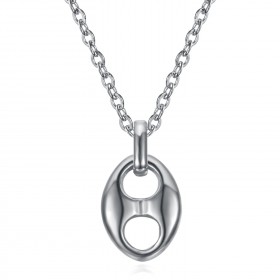 Coffee Bean Pendant 11mm Stainless Steel Silver Chain IM#23359